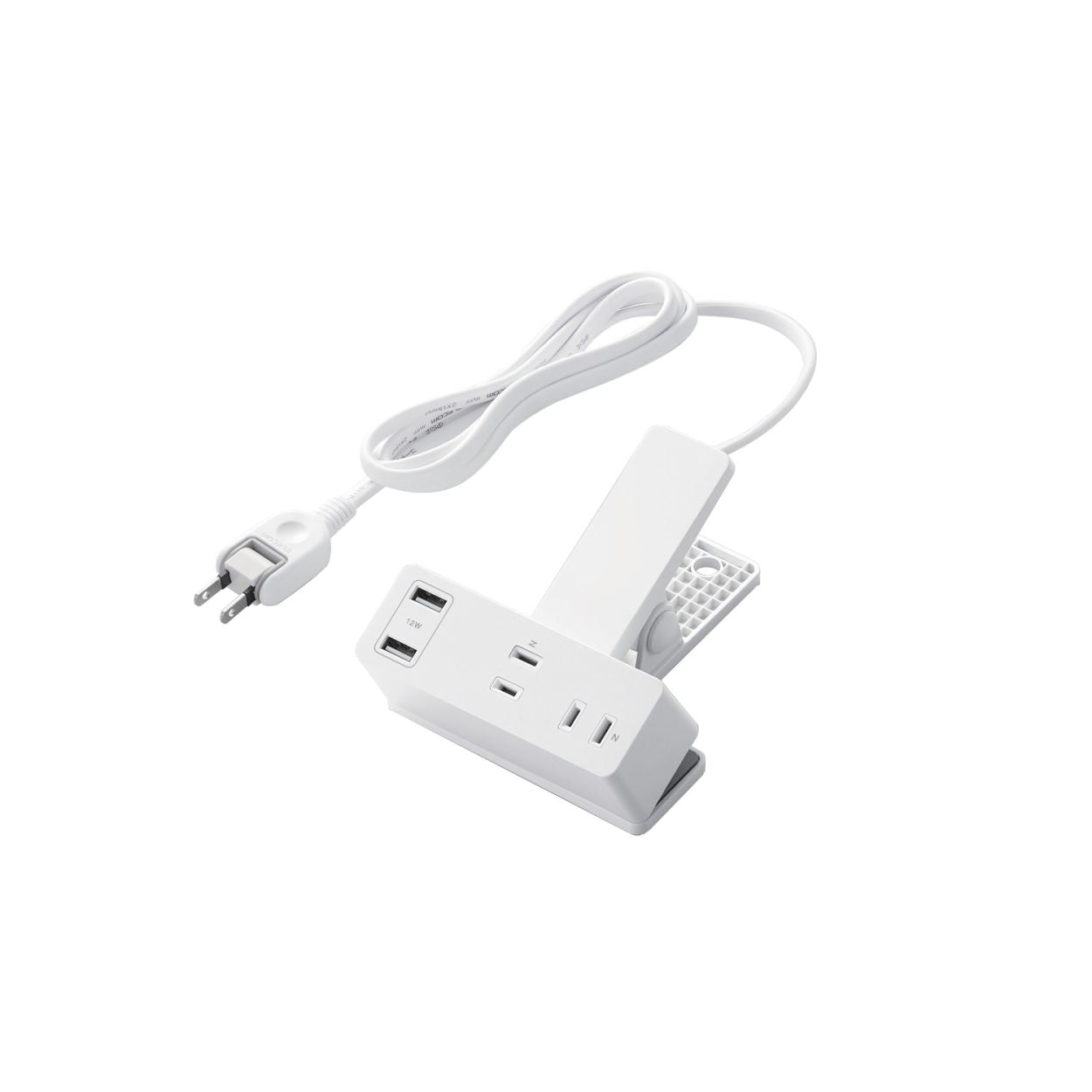 エレコム USBクリップタップ 雷サージ付 ホコリシャッター付 3個口 スイングプラグ USBA×2 2.4A 1.5m 3m