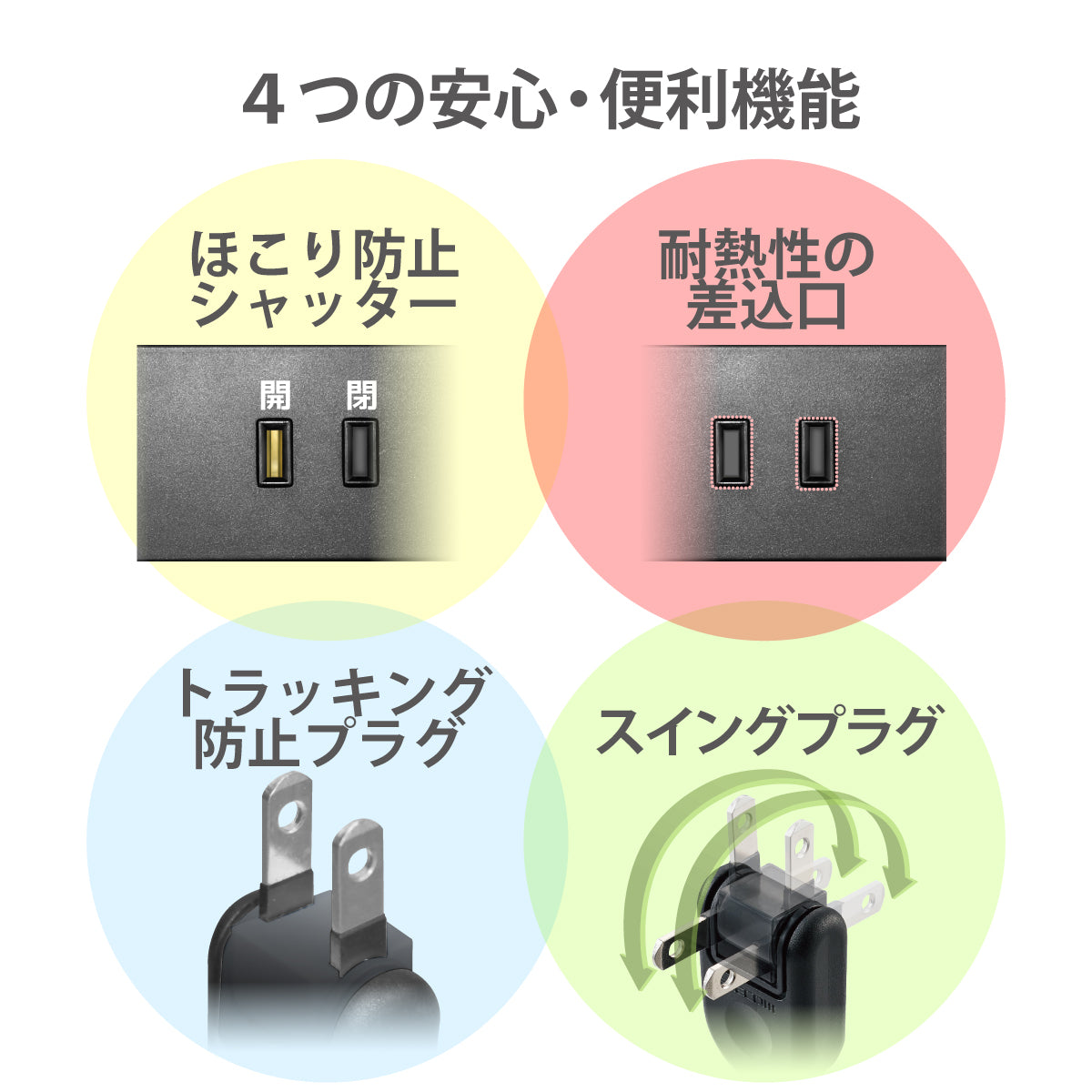 エレコム ダブル回転タップ 7口 雷サージ付 ホコリ防止シャッター付 固定&吊下可能 1m 2m 3m
