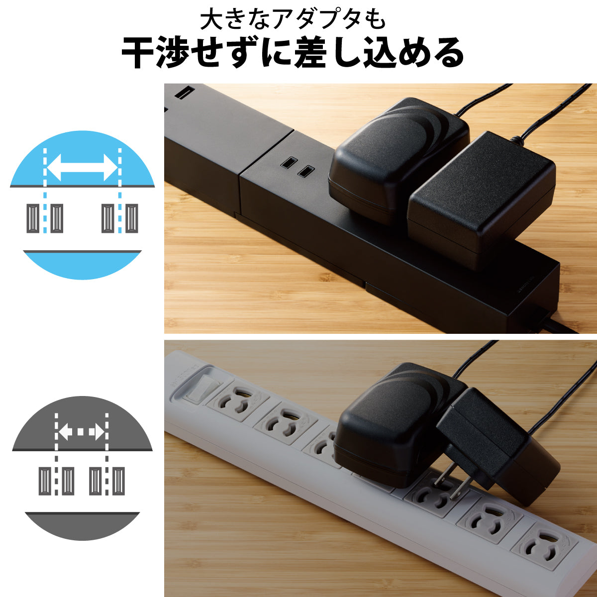 【在庫処分特価】エレコム USBタップ USB Type-C×1(最大30W) USB-A×2(最大12W) 最大出力32W AC差込口×3 脚パーツ付き 2.5m