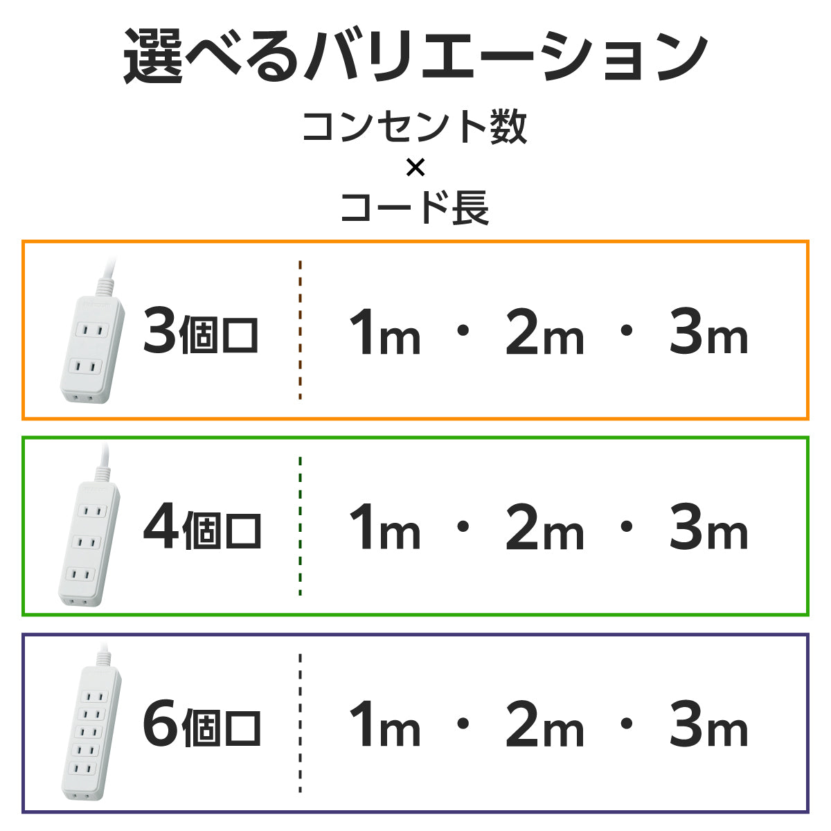 エレコム スイングプラグタップ 3口 4口 6口 1m 2m 3m