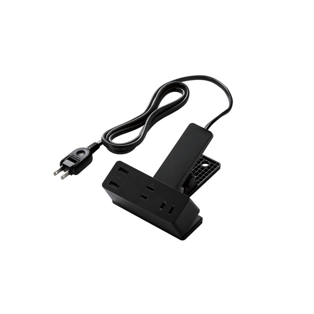 エレコム USBクリップタップ 雷サージ付 ホコリシャッター付 3個口 スイングプラグ USBA×2 2.4A 1.5m 3m